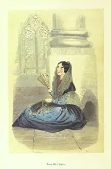 Nanteuil Celestin Prints: Young woman in church, 1848. Creator: Adolphe Francois Pannemaker