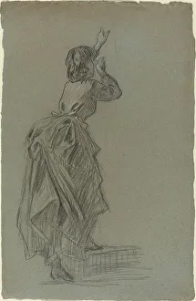 Young Woman Climbing a Step, 1890s. Creator: Unknown
