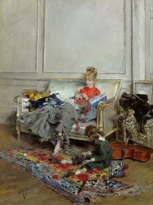 Seat Prints: Young Woman Crocheting, 1875. Creator: Giovanni Boldini