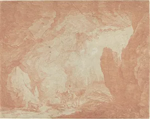 Riding Ass Prints: Young Woman with Donkeys Riding under a Natural Bridge. Creator: Hubert Robert