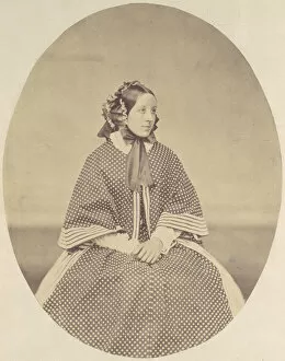 [Young Woman in Dotted Dress], 1850s-60s. Creator: Franz Antoine