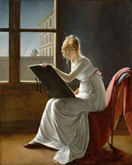 Classicism Collection: Young Woman Drawing. Artist: Villers, Marie-Denise (1774-1821)