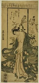 Toilette Collection: Young Woman Dressing, c. 1745 / 58. Creator: Yamamoto Yoshinobu