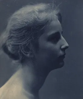 Platinum Prints 1900 Gmgpc Prints: Young woman, facing right, head-and-shoulders profile portrait, c1900. Creator: Unknown