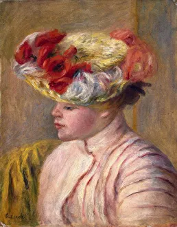 Young Woman in a Flowered Hat, 1892. Artist: Pierre-Auguste Renoir