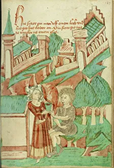 Ragged Prints: A Young Woman Giving Something to Drink to a Man in Torn Clothing; Barlaam und Josaphat