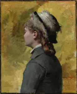 Ignoring Prints: Young Woman in Grey, c1878. Creator: Albert Edelfelt