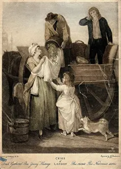 Vendramini Giovanni Prints: A young woman is holding up her apron to catch the peas which are being poured