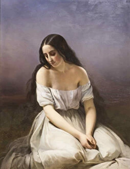 Musee Des Beaux Arts Gallery: A young woman kneeling, 1839. Creator: Brune-Pagès, Aimée (1803-1866)