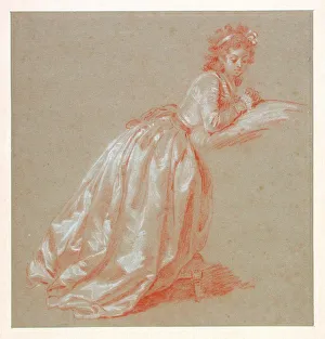 Sanduine And Chalk On Paper Prints: Young woman kneeling. Artist: Gerard, Marguerite (1761-1837)