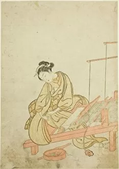 Loom Gallery: Young Woman at a Loom, 1765. Creator: Suzuki Harunobu