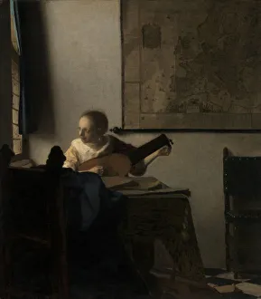 Lutenist Prints: Young Woman with a Lute, ca. 1662-63. Creator: Jan Vermeer