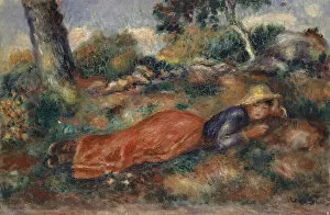 Renoir Gallery: Young Woman Lying in the Grass (Jeune fille couchée sur l herbe), ca 1890-1895