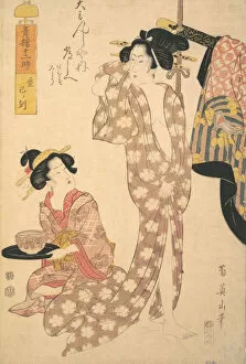 Casual Gallery: Young Woman Making Her Toilet, early-mid 19th century Creator: Kikugawa Eizan