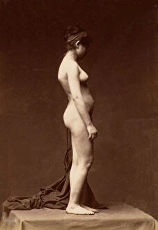 Model Gallery: [Young Woman, Nude, Full Figure in Profile], 1860s. Creator: Unknown