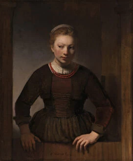 Coral Gallery: Young Woman at an Open Half-Door, 1645. Creators: Rembrandt Harmensz van Rijn