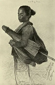 Parasol Prints: Young woman with parasol, Magalang, Java, 1898. Creator: Christian Wilhelm Allers