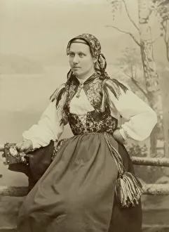 Edlund Helene Prints: A young woman poses in a folk costume, 1890-1920. Creator: Helene Edlund