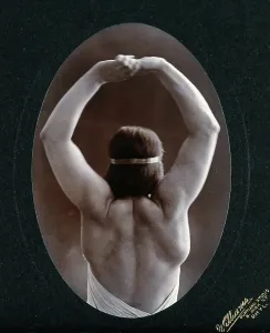 Muscles Prints: A young woman posing semi-naked