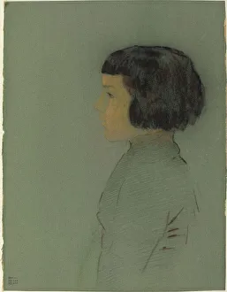 Redon Odilon Prints: Young Woman in Profile, 1910. Creator: Odilon Redon