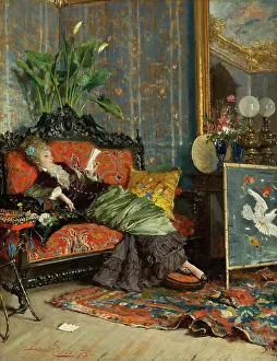 Clark Art Institute Prints: Young Woman Reading, 1875. Creator: Lucius Rossi