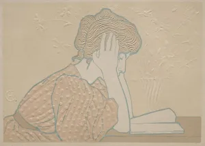 1856 1909 Prints: Young Woman Reading, 1896. Creator: Alexandre-Louis-Marie Charpentier (French, 1856-1909)