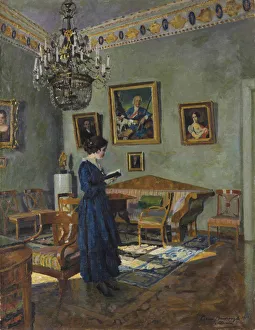 Country Estate Prints: Young woman reading, 1919
