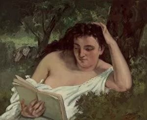 Jean Desire Gustave Courbet Gallery: A Young Woman Reading, c. 1866 / 1868. Creator: Gustave Courbet