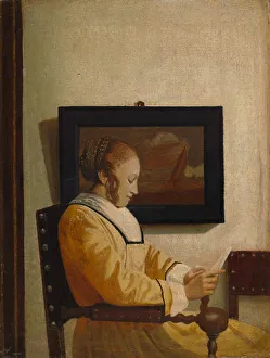 Johannes Vermeer Prints: A Young Woman Reading. Creator: Imitator of Johannes Vermeer (ca. 1925-27)