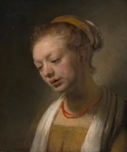 Rembrandt Van Rijn School Of Prints: Young Woman with a Red Necklace, ca. 1645. Creator: Unknown