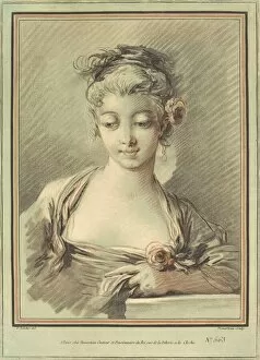 Boucher Fran And Xe7 Collection: Young Woman with a Rose, c. 1776. Creator: Gilles Demarteau