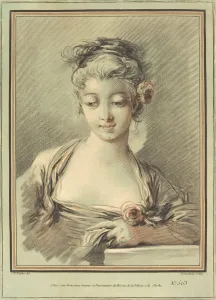 Young Woman with a Rose, c. 1776. Creator: Gilles Demarteau