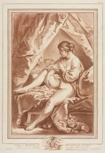 After Prints: Young Woman Seated on a Bed, before 1764. Creator: Louis-Marin Bonnet (French, 1736-1793)
