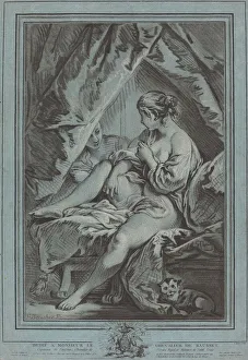Bonnet Louis Marin Prints: Young Woman Seated on a Bed, 1767. Creator: Louis Marin Bonnet