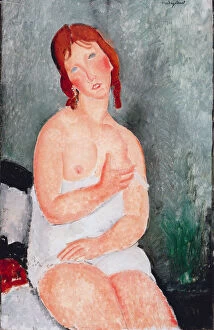 Nude Woman Collection: Young Woman in a Shirt, 1818. Artist: Modigliani, Amedeo (1884-1920)