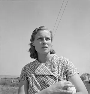 Forced Migrant Collection: Young woman from a South Dakota farm where her family... Merrill, Klamath County, Oregon, 1939