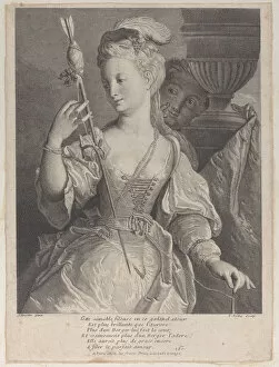 Young woman spinning thread for an arrow, 1686-1741. Creator: François de Poilly