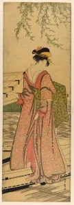 Young woman stepping out of a boat, n. d. Creator: Utagawa Toyohiro
