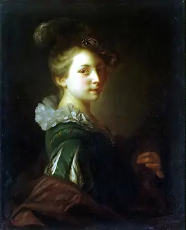 Looking Over Shoulder Prints: Young Woman in Theatrical Costume, 1732. Creator: Alexis Grimou