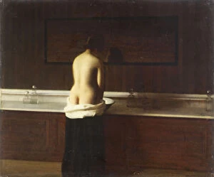 Plumbing Gallery: Young woman at her toilet, 1898. Artist: Lomont, Eugene (1864-1938)