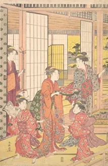 Toshien Prints: A Young Woman with a Tray of Sweetmeats, 1780-1795. Creator: Katsukawa Shuncho