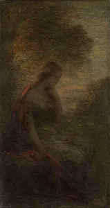 Fantin Latour Henri Prints: Young Woman under a Tree at Sunset, called Autumn, 1855-1900. Creator: Henri Fantin-Latour