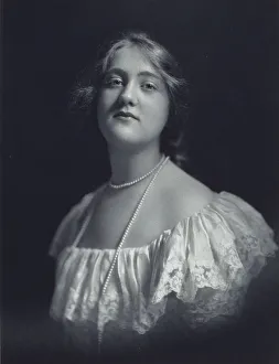Platinum Prints 1900 Gmgpc Prints: Young woman wearing an off-the-shoulder dress and long pearl necklace