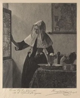 Henry Wolf Prints: Young Woman at a Window, 1907. Creator: Henry Wolf (American, 1852-1916)