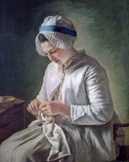 Darning Prints: Young Woman at Work, c1725-1778. Artist: Francois Duparc