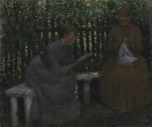 Peter Marius Hansen Prints: Two young women in a garden, 1880-1889. Creator: Peter Hansen