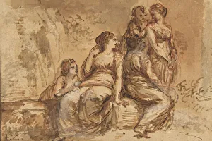 Zuccarelli Prints: Five Young Women in a Landscape, 1702-88. Creator: Francesco Zuccarelli