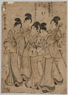 Young Women with Musical Instruments, 1787-1867. Creator: Kikugawa Eizan (Japanese, 1787-1867)