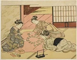 Sliding Door Prints: Young Women Playing Poem Cards, c. 1766 / 67. Creator: Suzuki Harunobu