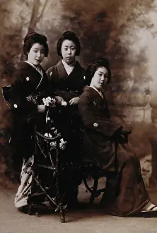 Inquisitive Prints: Three young women posing in a photographic studio